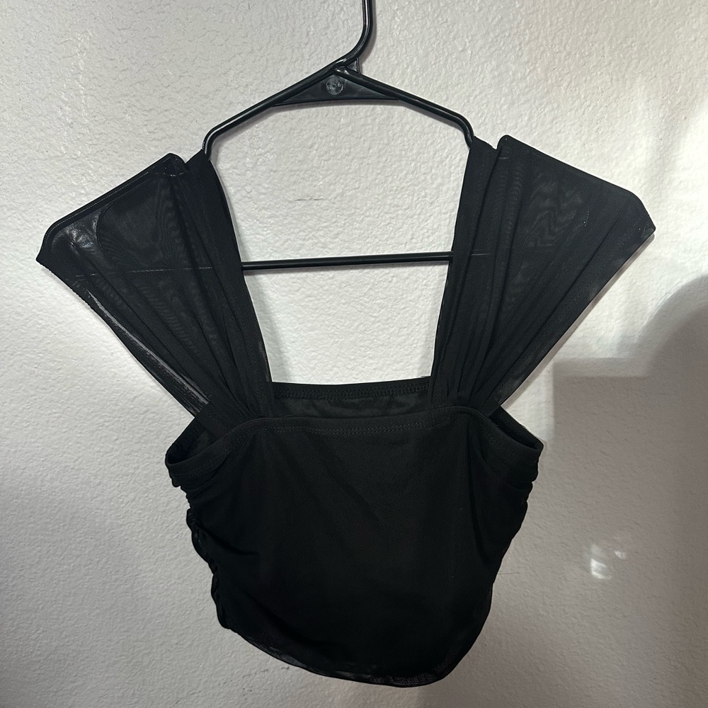 Black Synched Crop Top from Temu